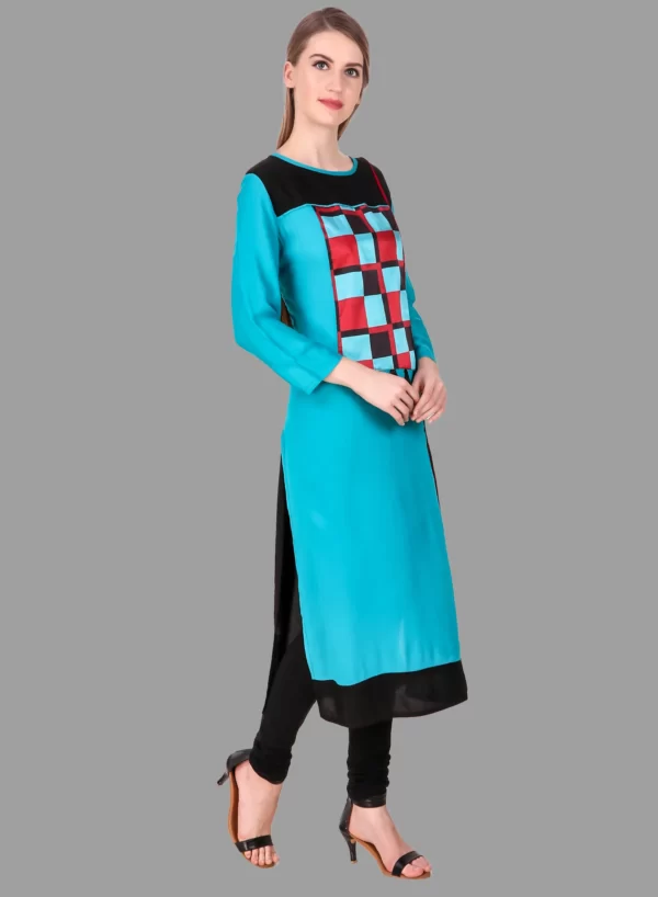 Stylish Blue Long Kurti - Image 2
