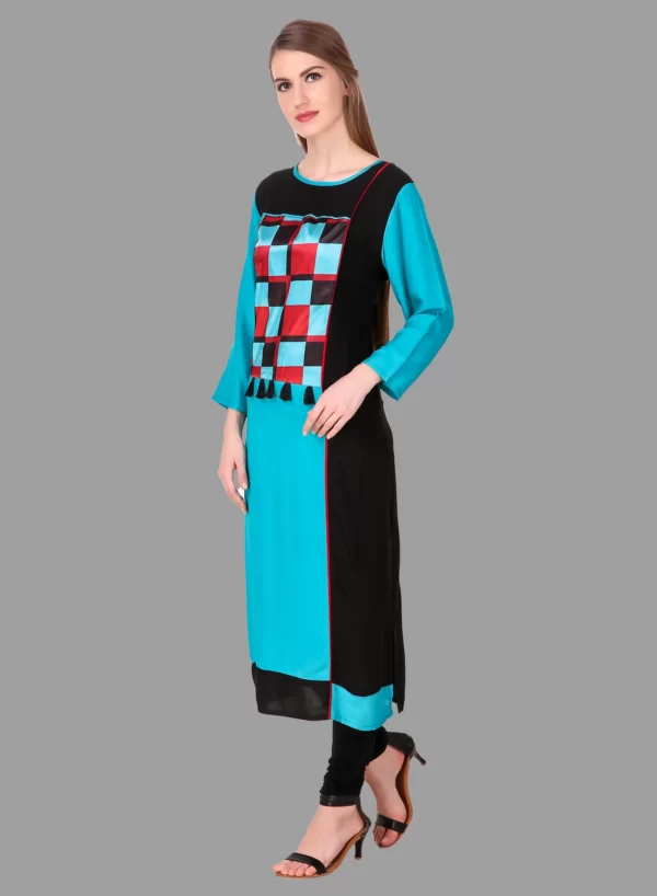 Stylish Blue Long Kurti - Image 3