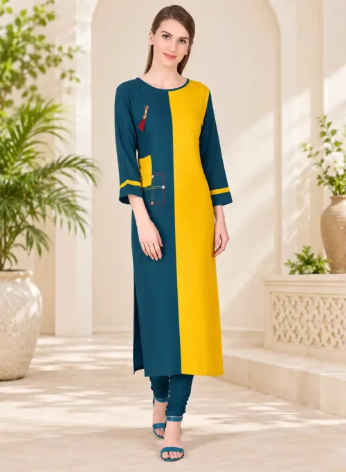 Straight Kurti with Pocket Detail