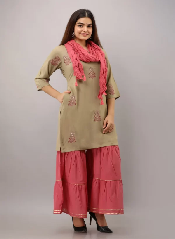 Handblock Kurti & Sharara with Dupatta