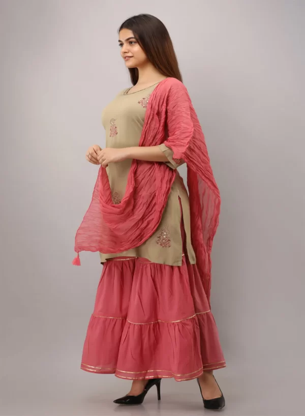 Handblock Kurti & Sharara with Dupatta - Image 3