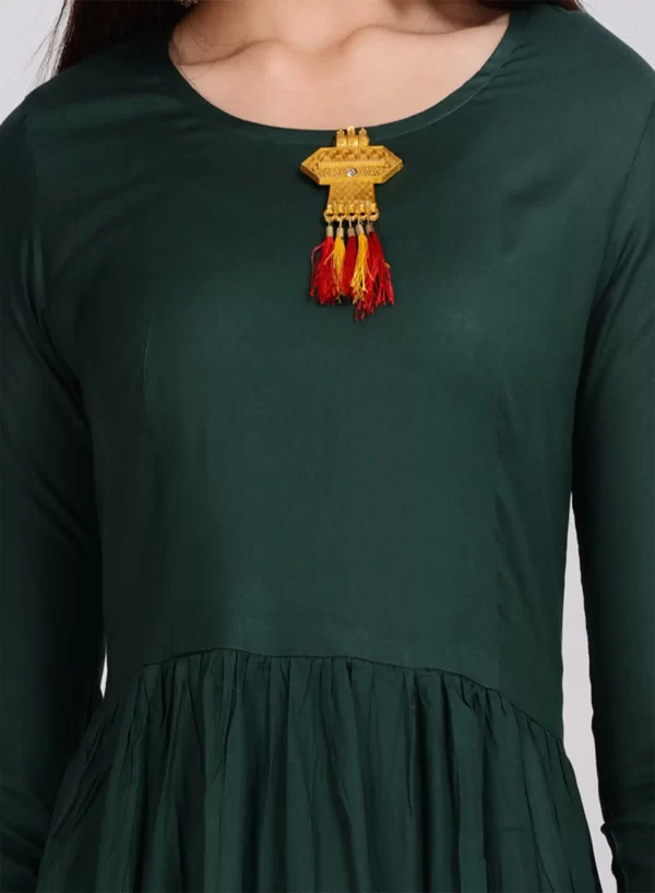 Bottle Green Color Printed Anarkali Kurti - Image 6