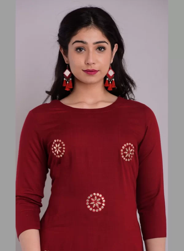 Straight Embroidery Kurti With Palazzo Set - Image 5
