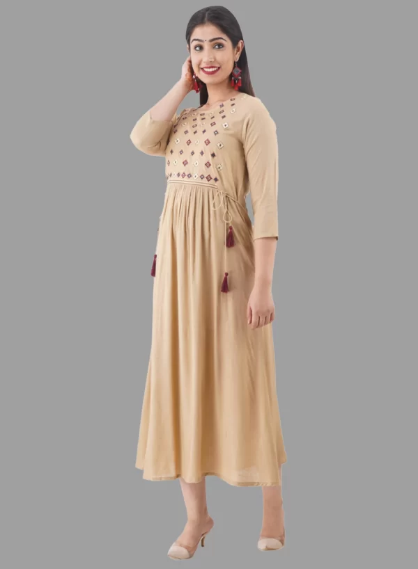 Casual Embroidered A-Line Kurti - Image 3