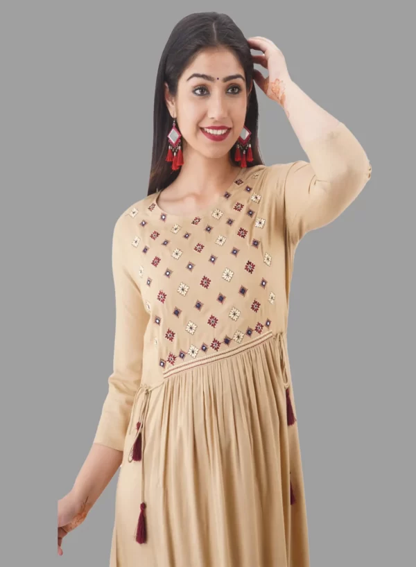 Casual Embroidered A-Line Kurti - Image 5