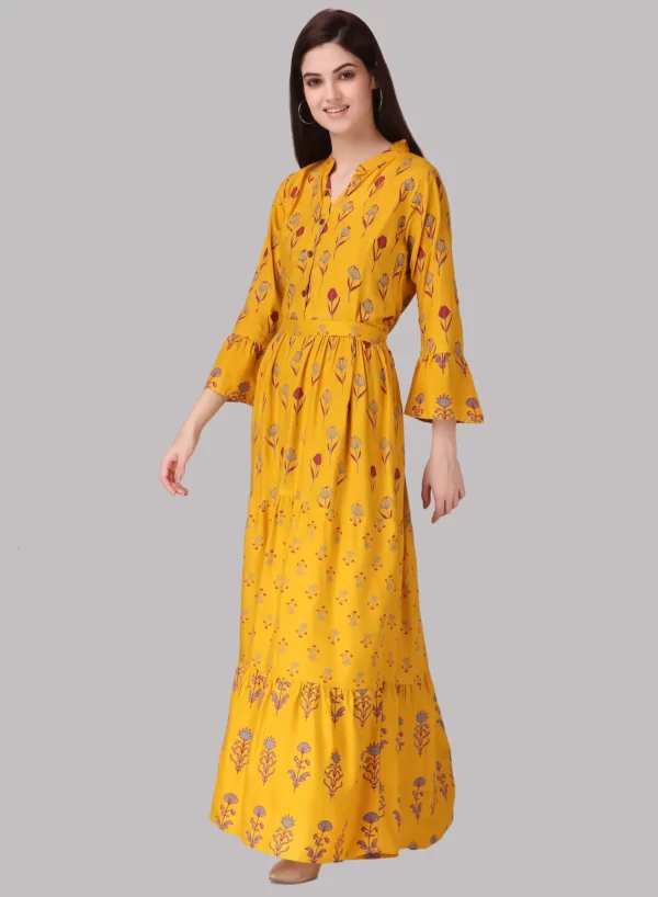 Yellow Color Long Printed Gown - Image 3