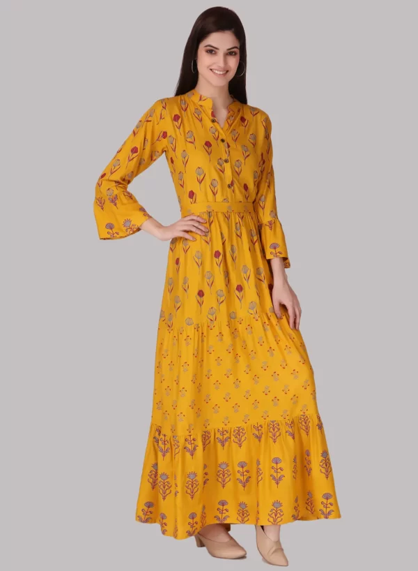 Yellow Color Long Printed Gown - Image 2