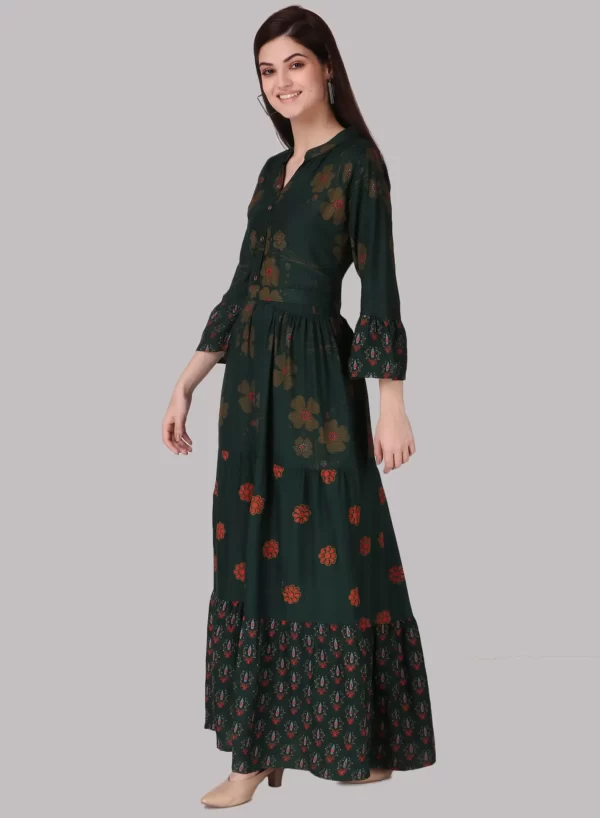 Lunar Green Long Printed Gown - Image 3