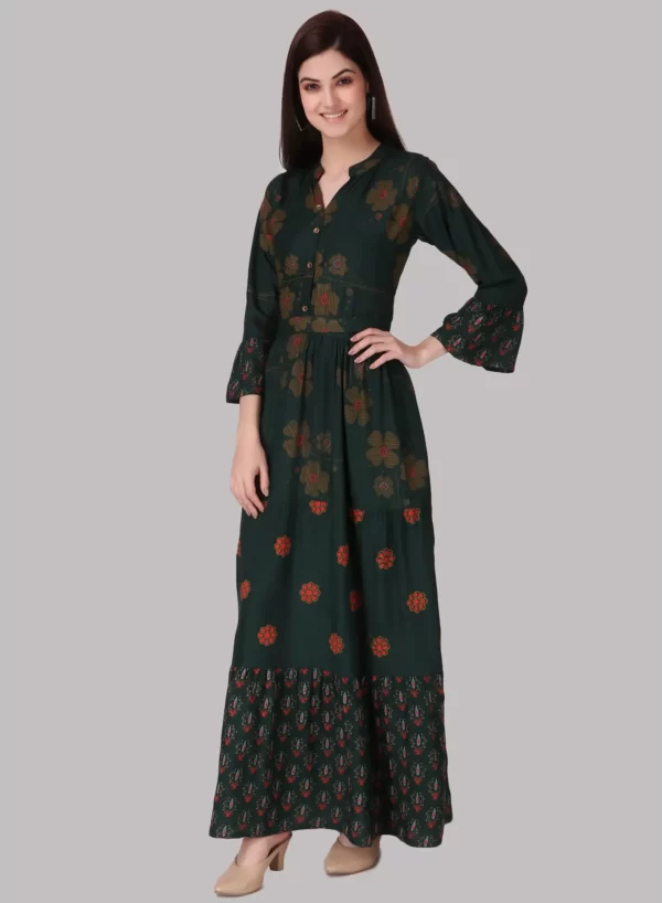 Lunar Green Long Printed Gown - Image 5