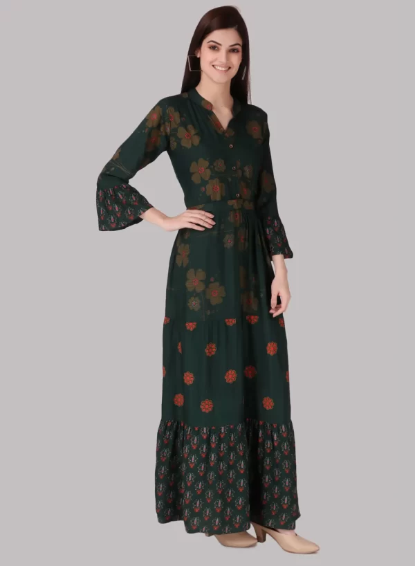 Lunar Green Long Printed Gown - Image 4