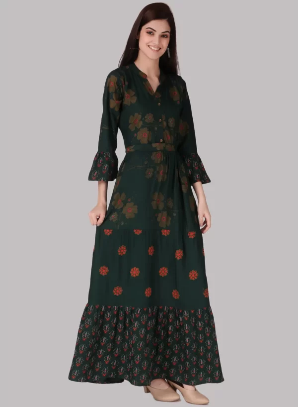 Lunar Green Long Printed Gown - Image 2