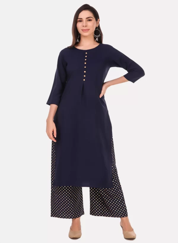 Dark Blue Kurti with Palazzo Set - Image 4