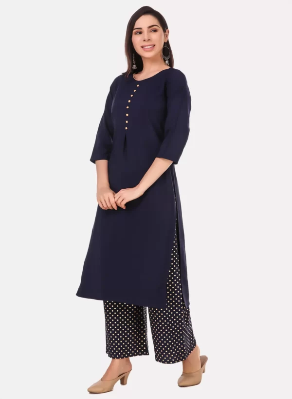 Dark Blue Kurti with Palazzo Set - Image 3