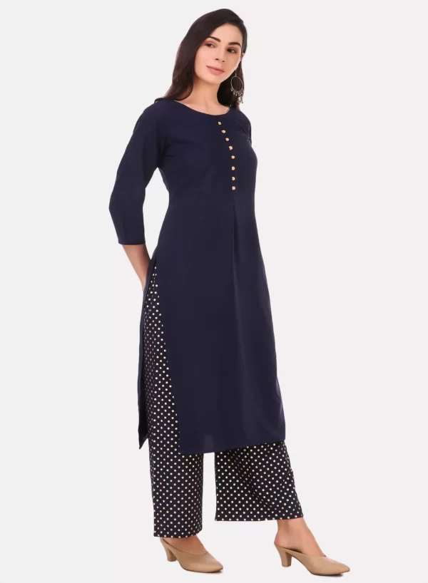 Dark Blue Kurti with Palazzo Set - Image 2