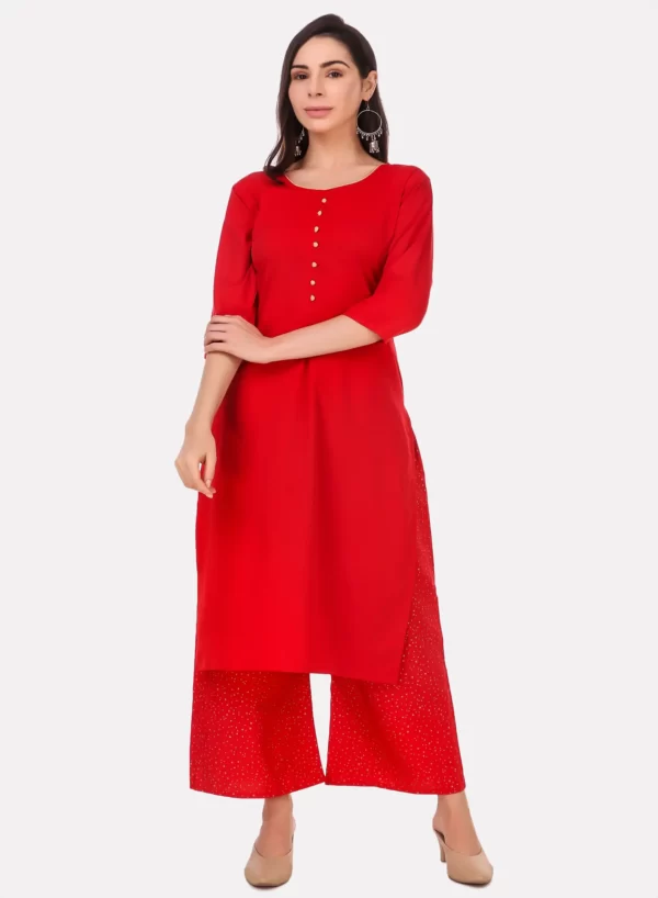 Red Kurti with Palazzo Set - Image 4