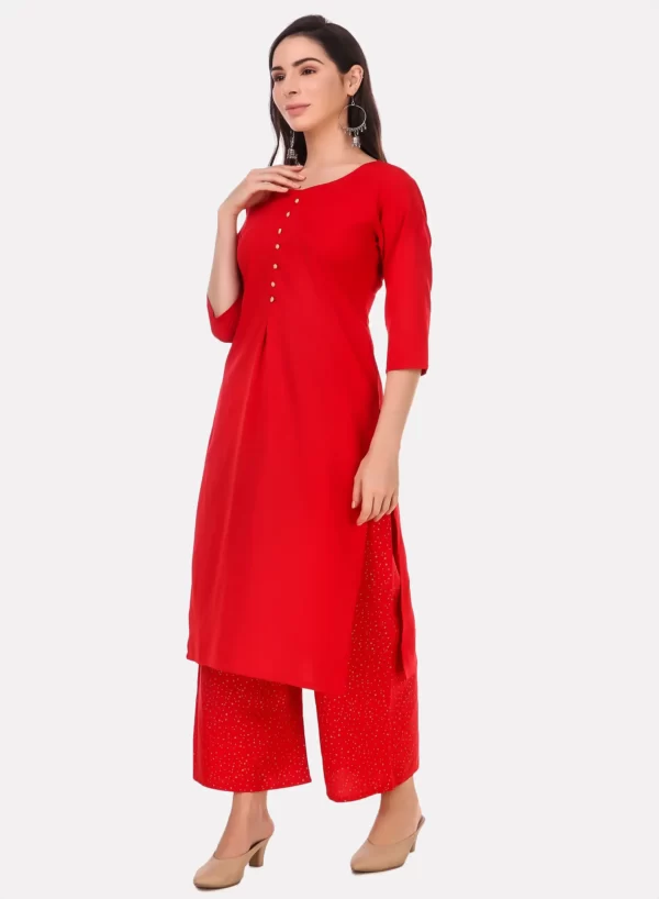 Red Kurti with Palazzo Set - Image 3