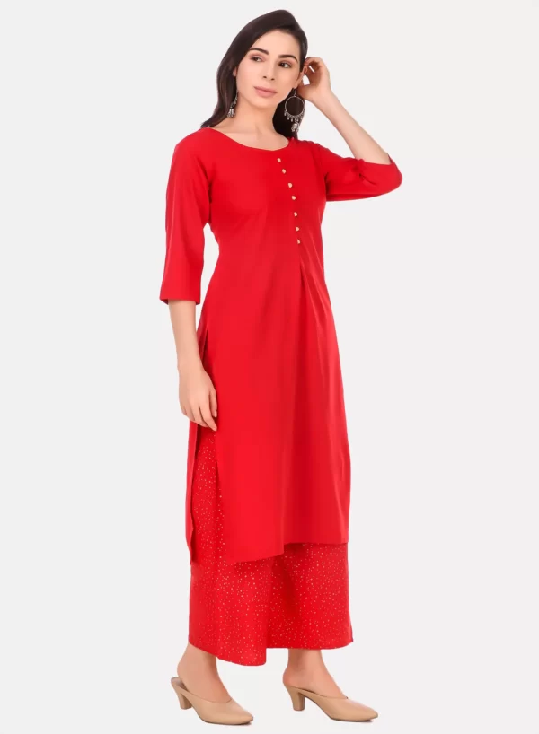 Red Kurti with Palazzo Set - Image 2