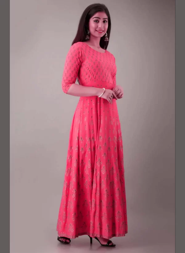 Gold Printed Anarkali Style Gown - Image 2