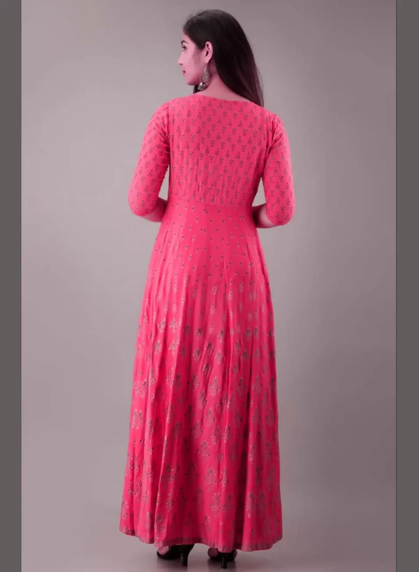 Gold Printed Anarkali Style Gown - Image 5
