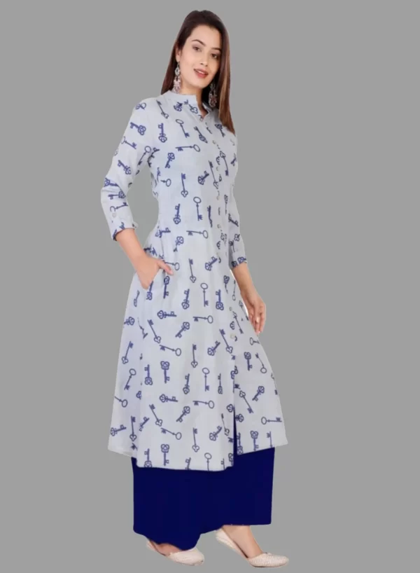 Printed Cotton A-Line Kurti - Image 2