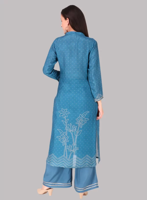 Blue Designer Kurti with Bottom - Image 5