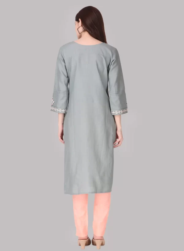 Embroidery Grey Kurti with Bottom - Image 5