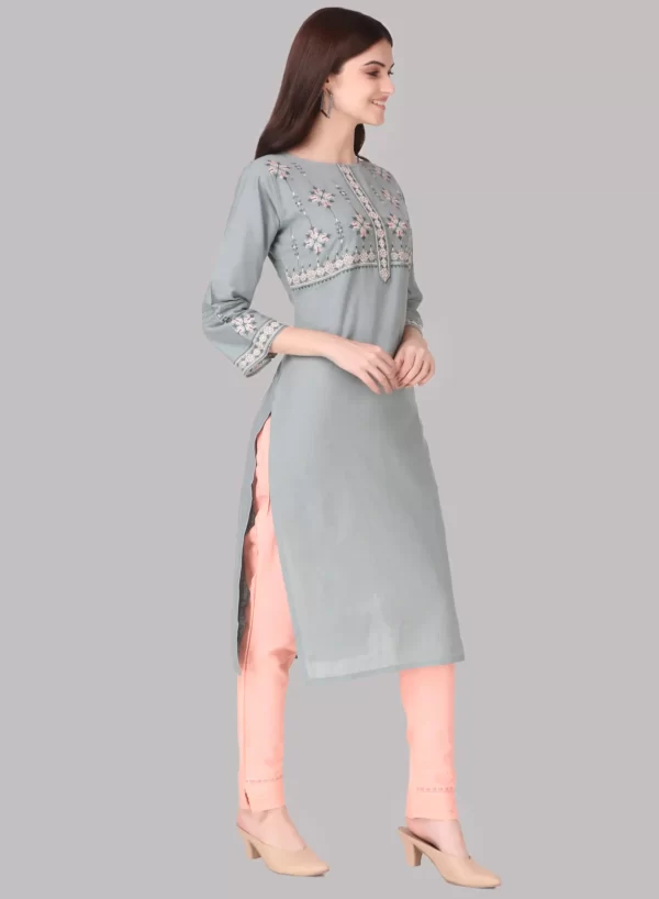 Embroidery Grey Kurti with Bottom - Image 2