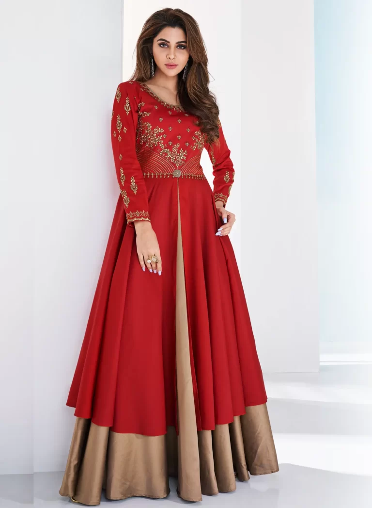 RED colour beautiful Designer Gown - Khwaissh