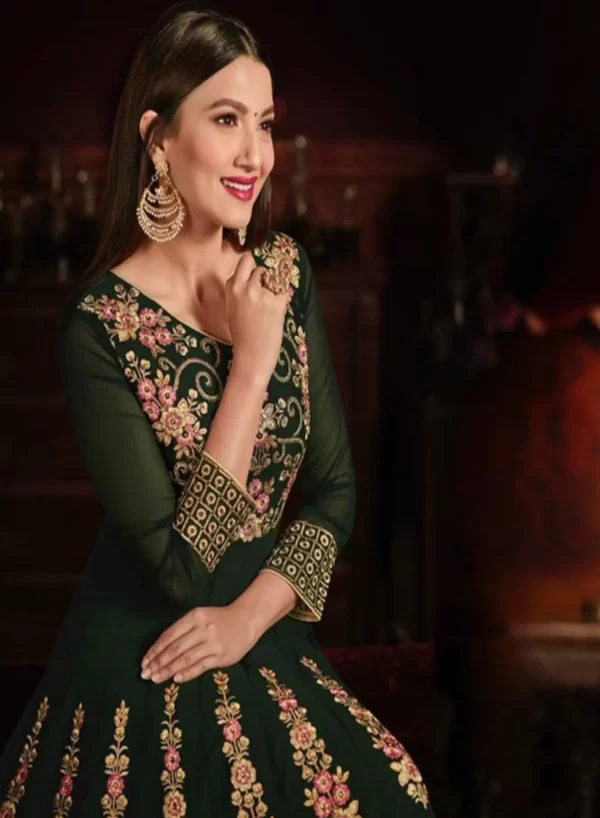 Racing Green Party Wear Gown - Image 2