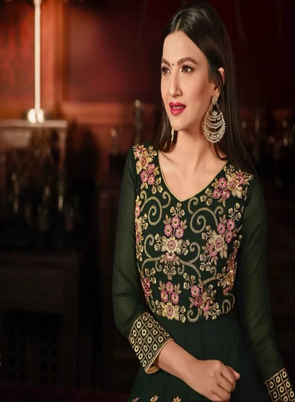 Racing Green Party Wear Gown - Image 3