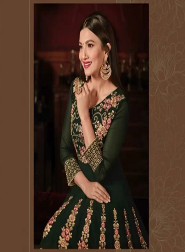 Racing Green Party Wear Gown - Image 6