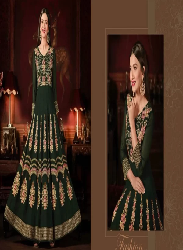 Racing Green Party Wear Gown - Image 5