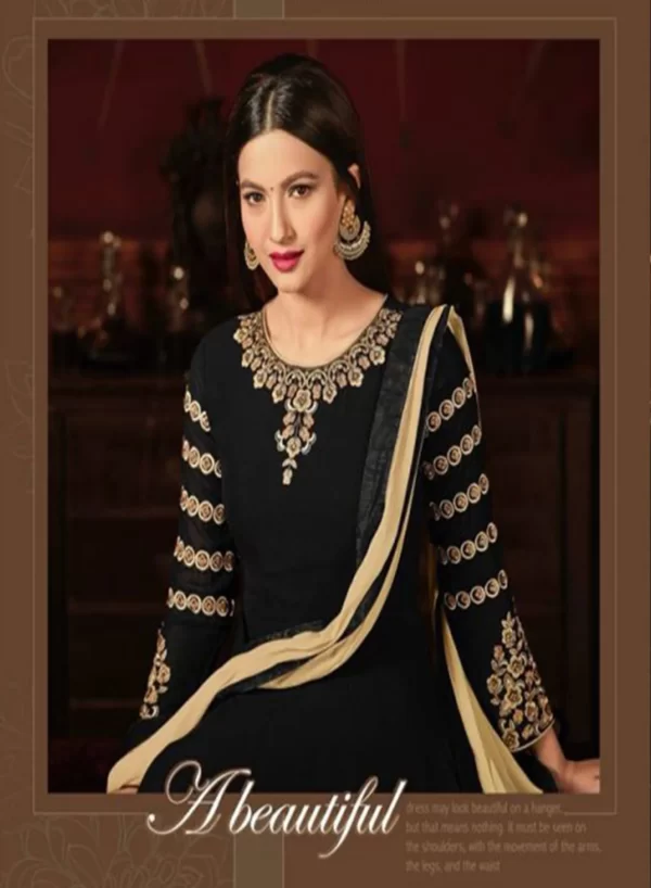 Onyx Black Party Wear Gown with Dupatta - Image 2