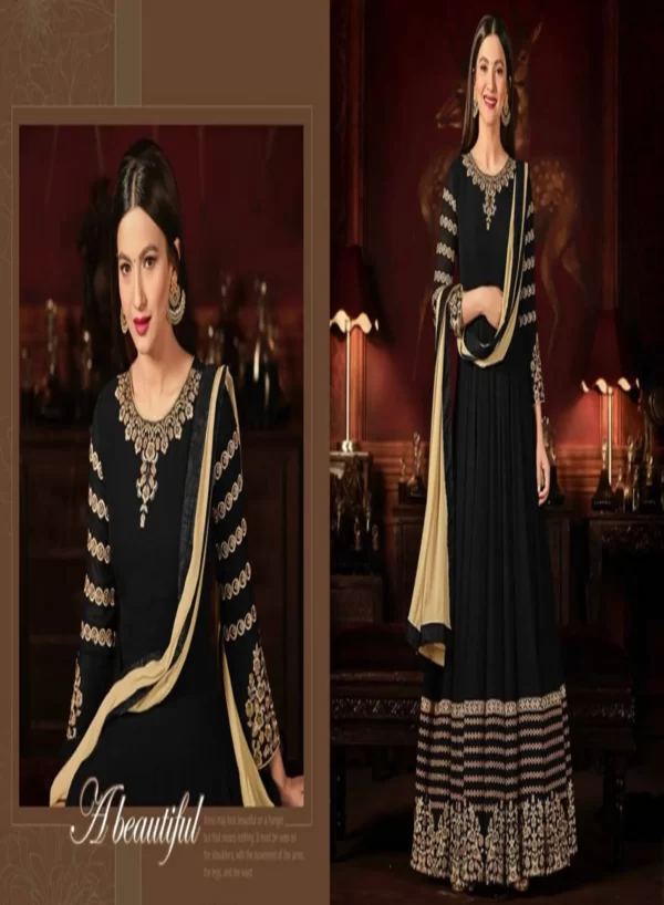 Onyx Black Party Wear Gown with Dupatta - Image 5