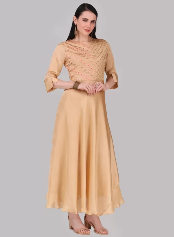 Harvest Gold Designer Fancy Gown - Image 2