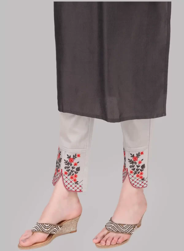 Davy Grey Designer Kurti with Pant & Dupatta - Image 7