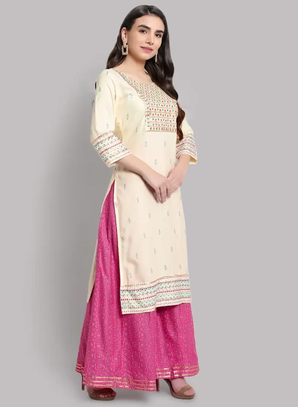 Pearl Bush Designer Kurti with Flair Palazzo - Image 2