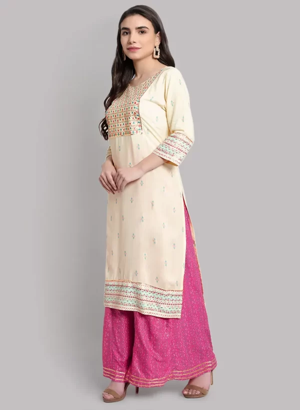 Pearl Bush Designer Kurti with Flair Palazzo - Image 3
