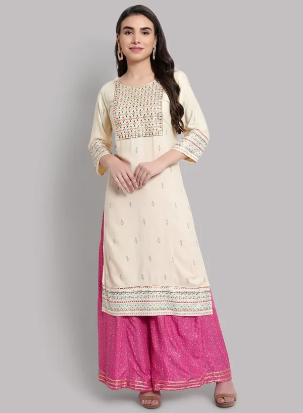 Pearl Bush Designer Kurti with Flair Palazzo - Image 4