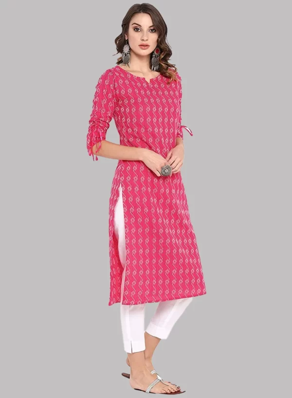 Cranberry Printed Straight Kurti - Image 2