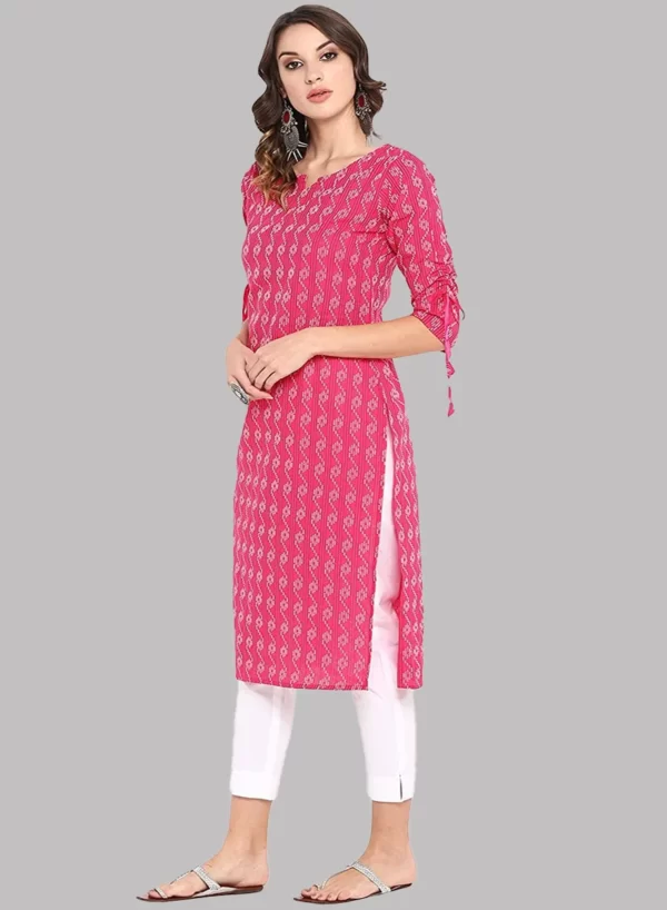 Cranberry Printed Straight Kurti - Image 3