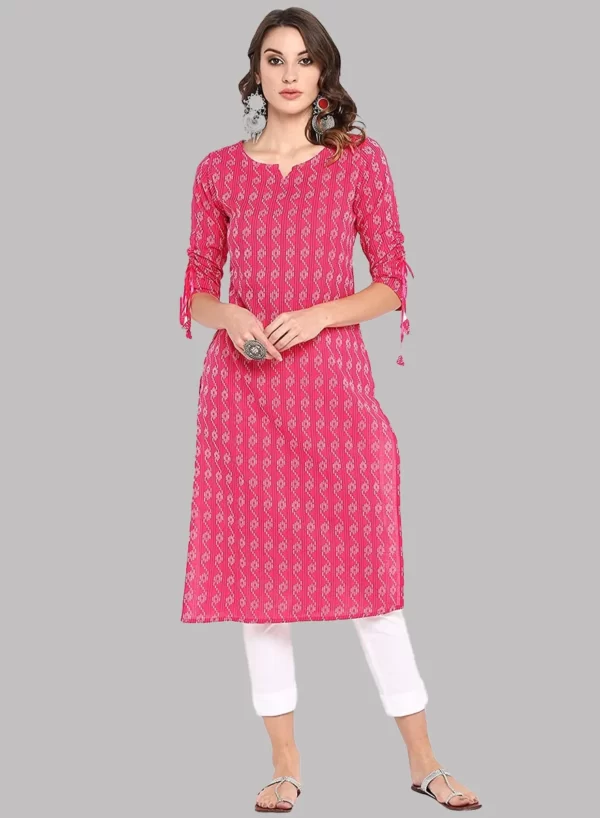 Cranberry Printed Straight Kurti - Image 4