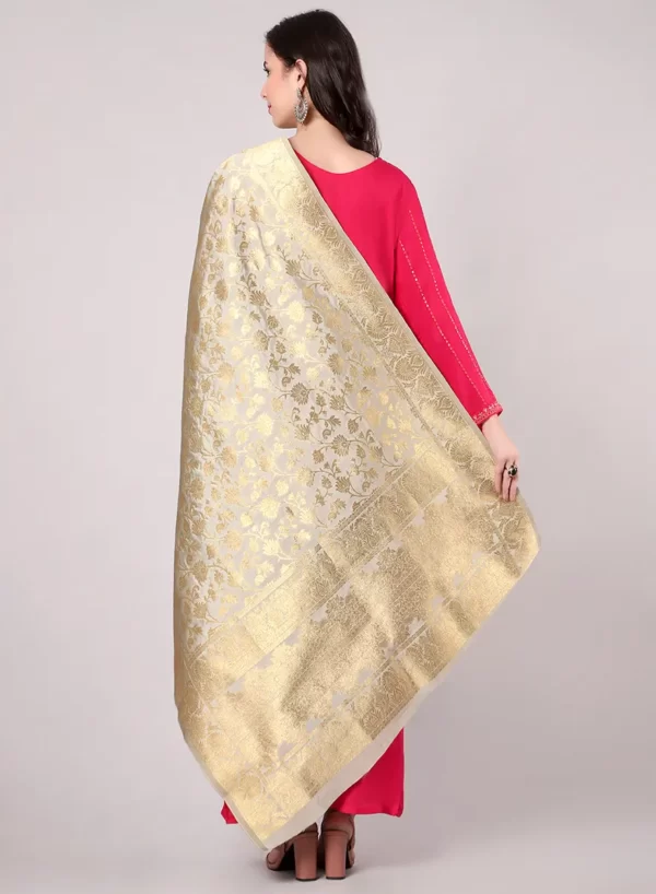Deep Carmine Kurti Palazzo Set with Dupatta - Image 4