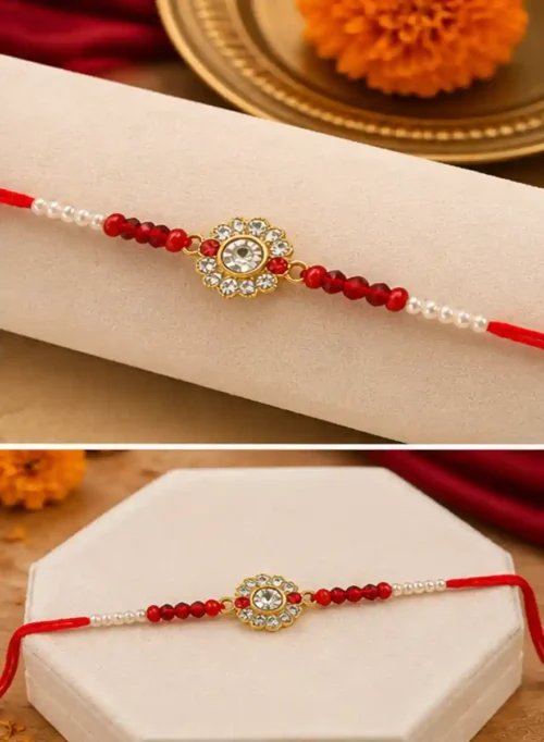 Aaravya Floral Cystal Rakhi