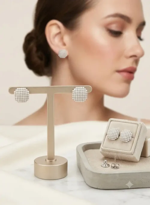 Elegant White Pearl Stud Earrings for Women